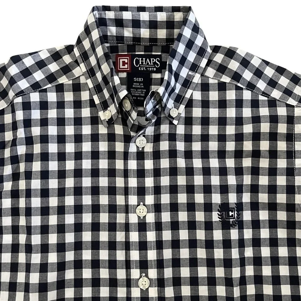 Classic Chaps Boys' Checkered Long Sleeve Button-Down Cotton Shirt Size S(8)